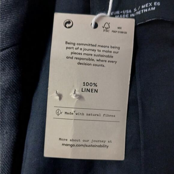 Mango MNG Women's 100% Linen Blazer Size XL Black Jacket Business Office - Picture 9 of 11